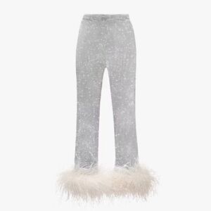 Santa Brands Feather Crystal Pants in White XS/Small NWT